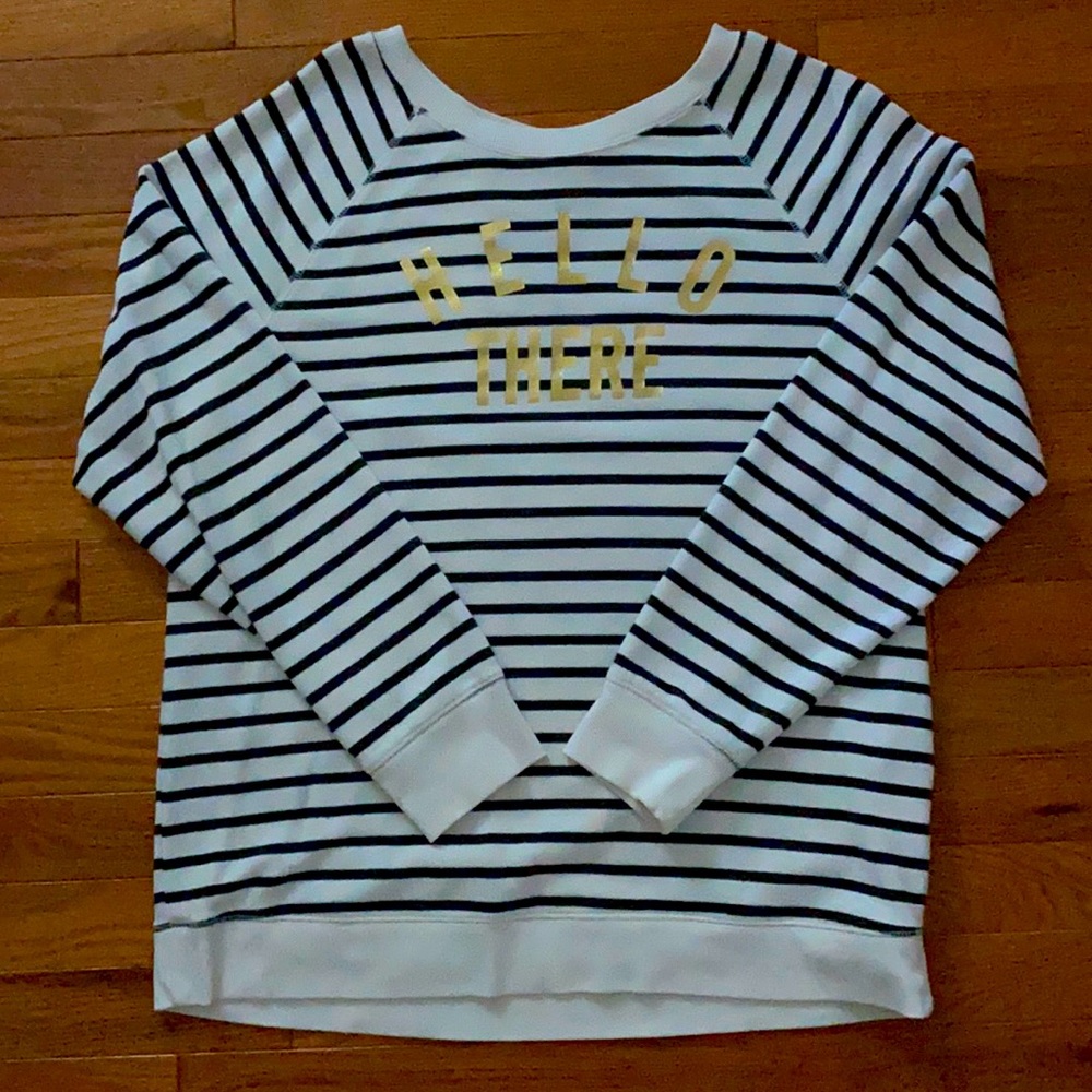 Old Navy black/white striped crew neck sweatshirt